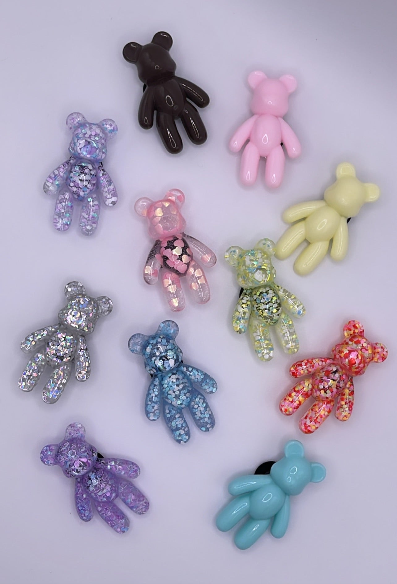 Resin teddy bear croc charms (2)