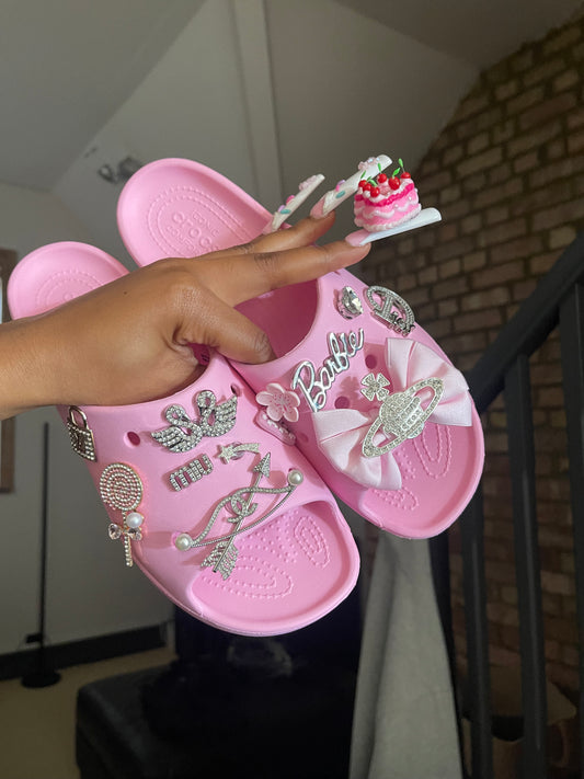 Barbie dreams customised croc slides