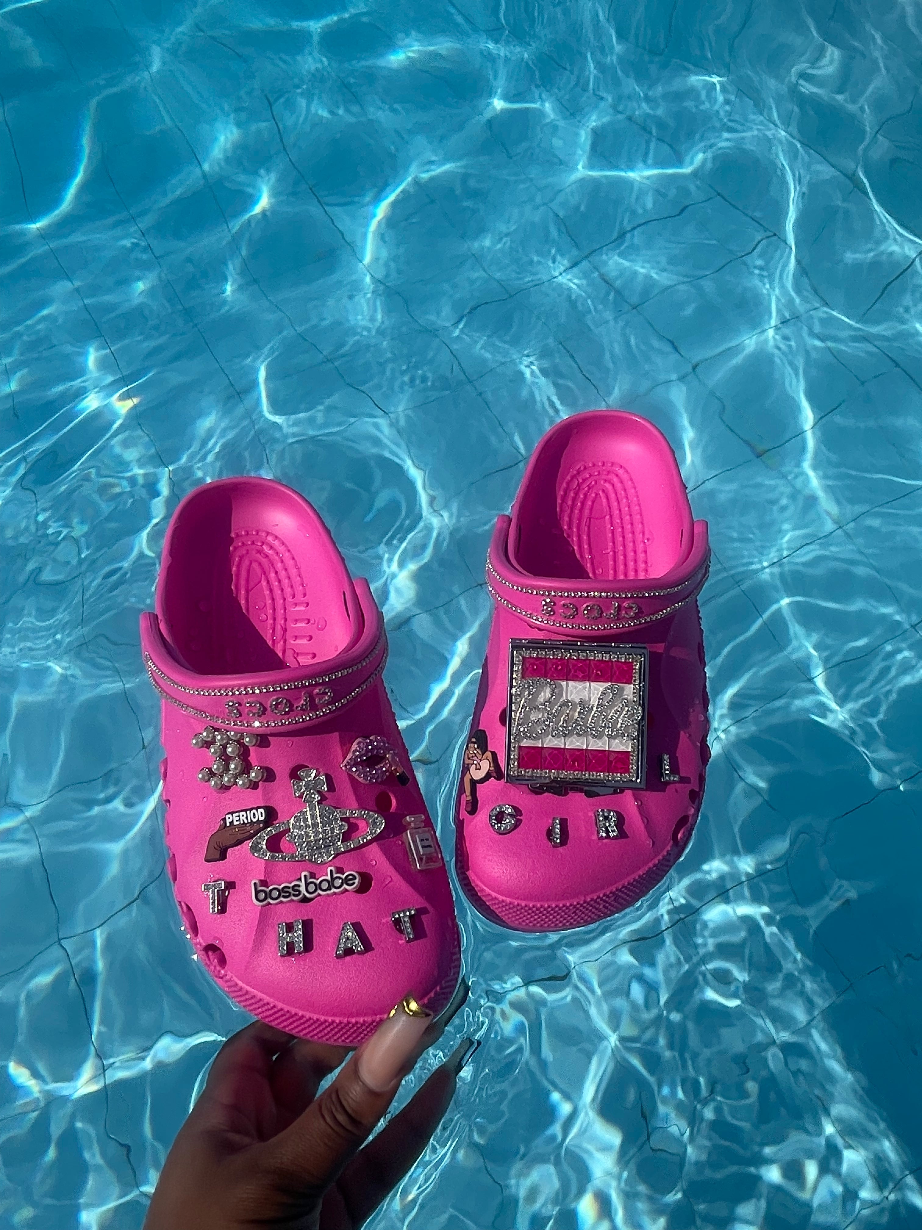 Pink Pattern Crocs Dazzling pink customised crocs – Bella's Archives