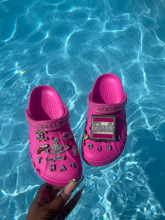 Dazzling pink customised crocs