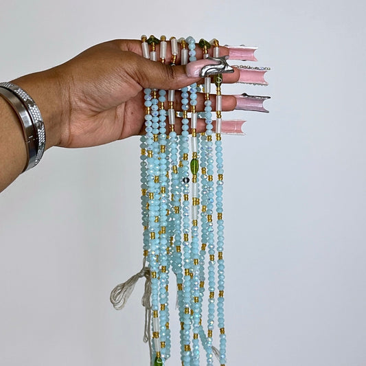 Aqua - string waist beads