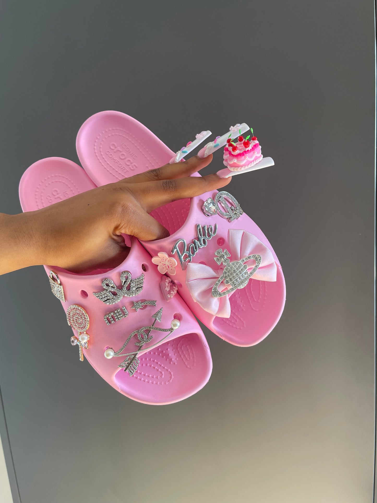 Barbie dreams customised croc slides